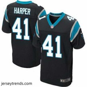 Brilliant Nike Panthers #41 Roman Harper Black Team Color Mens Stitched NFL Elite Jersey