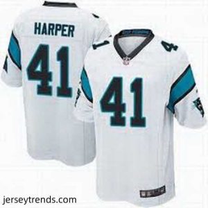 Magnificent Nike Panthers #41 Roman Harper White Mens Stitched NFL Elite Jersey
