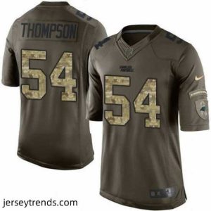 Striking Nike Panthers #54 Shaq Thompson Green Stitched NFL Limited Salute to Service Jersey