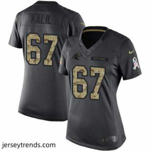 Enchanting Nike Panthers #67 Ryan Kalil Black Womens Stitched NFL Limited 2016 Salute to Service Jersey