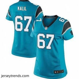 Brilliant Nike Panthers #67 Ryan Kalil Blue Alternate Womens Stitched NFL Elite Jersey