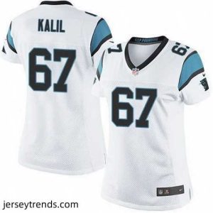 Radiant Nike Panthers #67 Ryan Kalil White Womens Stitched NFL Elite Jersey