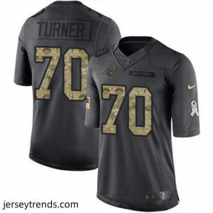 Striking Nike Panthers #70 Trai Turner Black Mens Stitched NFL Limited 2016 Salute to Service Jersey