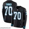 Suave Nike Panthers #70 Trai Turner Black Team Color Stitched NFL Limited Therma Long Sleeve Jersey