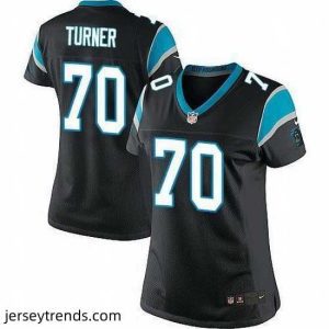 Striking Nike Panthers #70 Trai Turner Black Team Color Womens Stitched NFL Elite Jersey
