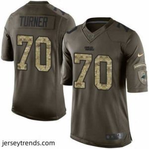 Magnificent Nike Panthers #70 Trai Turner Green Mens Stitched NFL Limited Salute to Service Jersey
