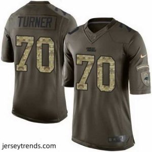 Suave Nike Panthers #70 Trai Turner Green Mens Stitched NFL Limited Salute to Service Jersey