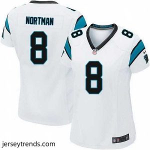 Enchanting Nike Panthers #8 Brad Nortman White Team Color Stitched NFL Jersey