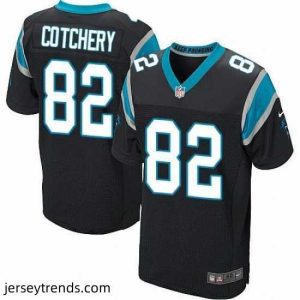 Captivating Nike Panthers #82 Jerricho Cotchery Black Team Color Mens Stitched NFL Elite Jersey