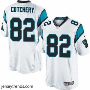 Magnificent Nike Panthers #82 Jerricho Cotchery White Team Color Mens Stitched NFL Elite Jersey