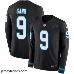 Exquisite Nike Panthers #9 Graham Gano Black Team Color Stitched NFL Limited Therma Long Sleeve Jersey