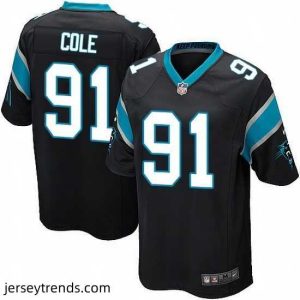 Radiant Nike Panthers #91 Colin Cole Black Team Color Mens Stitched NFL Elite Jersey