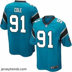 Exquisite Nike Panthers #91 Colin Cole Blue Team Color Mens Stitched NFL Elite Jersey