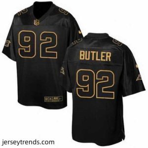 Captivating Nike Panthers #92 Vernon Butler Black Mens Stitched NFL Elite Pro Line Gold Collection Jersey
