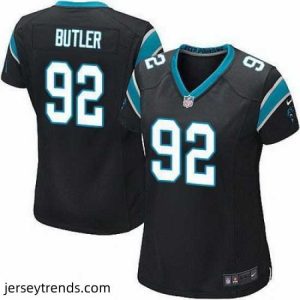 Suave Nike Panthers #92 Vernon Butler Black Team Color Womens Stitched NFL Elite Jersey