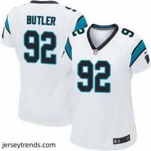 Captivating Nike Panthers #92 Vernon Butler White Womens Stitched NFL Elite Jersey