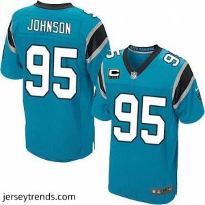 Exquisite Nike Panthers #95 Charles Johnson Blue Team Color Mens Stitched NFL Elite Jersey