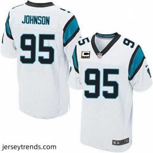 Captivating Nike Panthers #95 Charles Johnson White Team Color Mens Stitched NFL Elite Jersey