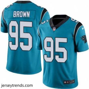 Radiant Nike Panthers 95 Derrick Brown Blue Alternate Stitched NFL Vapor Untouchable Limited Jersey