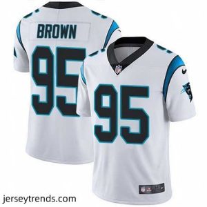 Radiant Nike Panthers 95 Derrick Brown White Stitched NFL Vapor Untouchable Limited Jersey