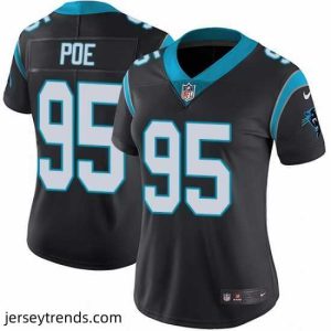 Radiant Nike Panthers #95 Dontari Poe Black Team Color Womens Stitched NFL Vapor Untouchable Limited Jersey