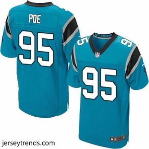 Radiant Nike Panthers #95 Dontari Poe Blue Alternate Mens Stitched NFL Elite Jersey