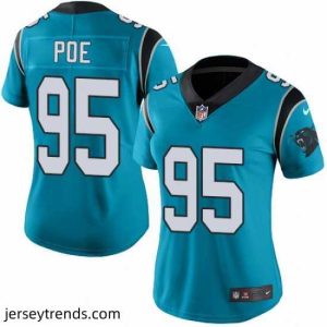 Radiant Nike Panthers #95 Dontari Poe Blue Alternate Womens Stitched NFL Vapor Untouchable Limited Jersey