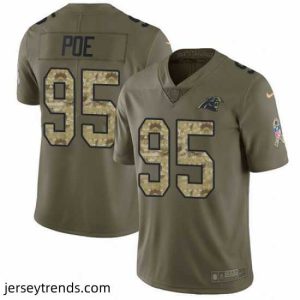 Enchanting Nike Panthers #95 Dontari Poe Olive Camo Stitched NFL Limited 2017 Salute to Service Jersey