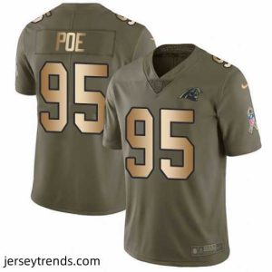 Suave Nike Panthers #95 Dontari Poe Olive Gold Stitched NFL Limited 2017 Salute to Service Jersey