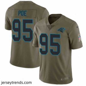 Enchanting Nike Panthers #95 Dontari Poe Olive Stitched NFL Limited 2017 Salute to Service Jersey