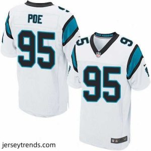 Enchanting Nike Panthers #95 Dontari Poe White Mens Stitched NFL Elite Jersey