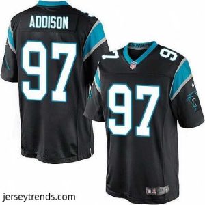 Radiant Nike Panthers #97 Mario Addison Black Team Color Mens Stitched NFL Elite Jersey