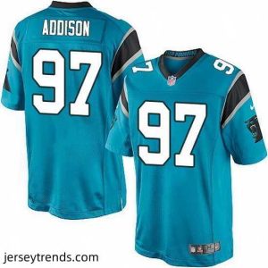 Suave Nike Panthers #97 Mario Addison Blue Team Color Mens Stitched NFL Elite Jersey