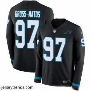 Brilliant Nike Panthers 97 Yetur Gross Matos Black Team Color Stitched NFL Limited Therma Long Sleeve Jersey