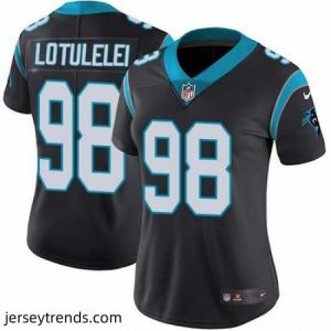 Radiant Nike Panthers #98 Star Lotulelei Black Team Color Womens Stitched NFL Vapor Untouchable Limited Jersey