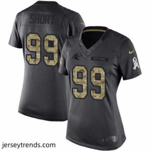 Exquisite Nike Panthers #99 Kawann Short Black Womens Stitched NFL Limited 2016 Salute to Service Jersey