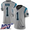Striking Panthers 1 Cam Newton Silver Stitched Football Limited Inverted Legend 100th Season Jersey