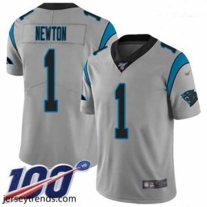 Striking Panthers 1 Cam Newton Silver Stitched Football Limited Inverted Legend 100th Season Jersey