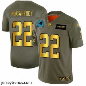 Suave Panthers 22 Christian McCaffrey Camo Gold Stitched Football Limited 2019 Salute To Service Jersey