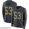 Magnificent Panthers 53 Brian Burns Anthracite Salute to Service Stitched Football Limited Therma Long Sleeve Jersey
