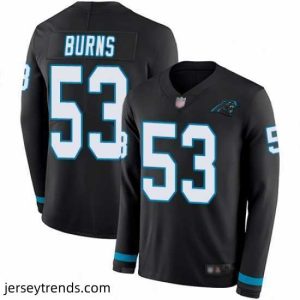 Exquisite Panthers 53 Brian Burns Black Team Color Stitched Football Limited Therma Long Sleeve Jersey