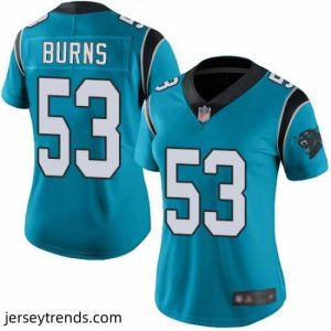 Suave Panthers 53 Brian Burns Blue Stitched Football Limited Rush Jersey