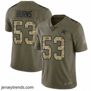 Magnificent Panthers 53 Brian Burns Olive Camo Stitched Football Limited 2017 Salute To Service Jersey