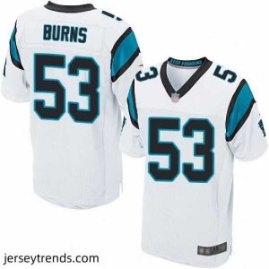 Striking Panthers 53 Brian Burns White Stitched Football Elite Jersey