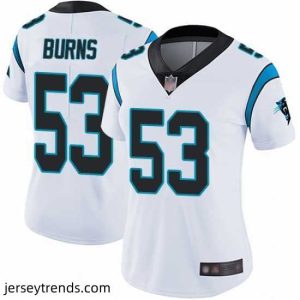Striking Panthers 53 Brian Burns White Stitched Football Vapor Untouchable Limited Jersey