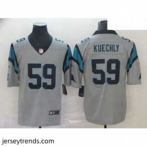 Exquisite Panthers #59 Luke Kuechly Silver Stitched Football Limited Inverted Legend Jersey