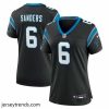 Radiant Carolina Panthers 6 Miles Sanders Black 2023 Draft Stitched Game Jersey