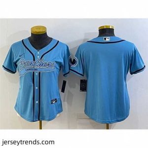 Exquisite Carolina Panthers Blank Blue With Patch Cool Base Stitched Baseball Jersey