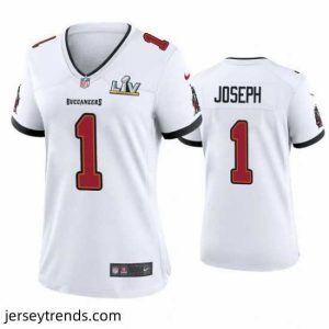 Striking Greg Joseph Buccaneers White Super Bowl Lv Game Jersey