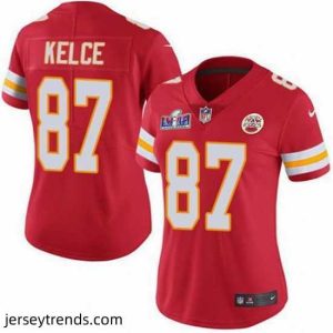 Radiant Kansas City Chiefs 87 Travis Kelce Red Vapor Untouchable Limited Stitched Football 2024 Super Bowl LVIII Jersey